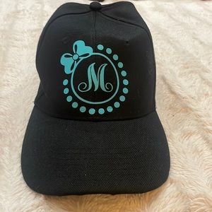 Black And Teal Hat With M Initial
